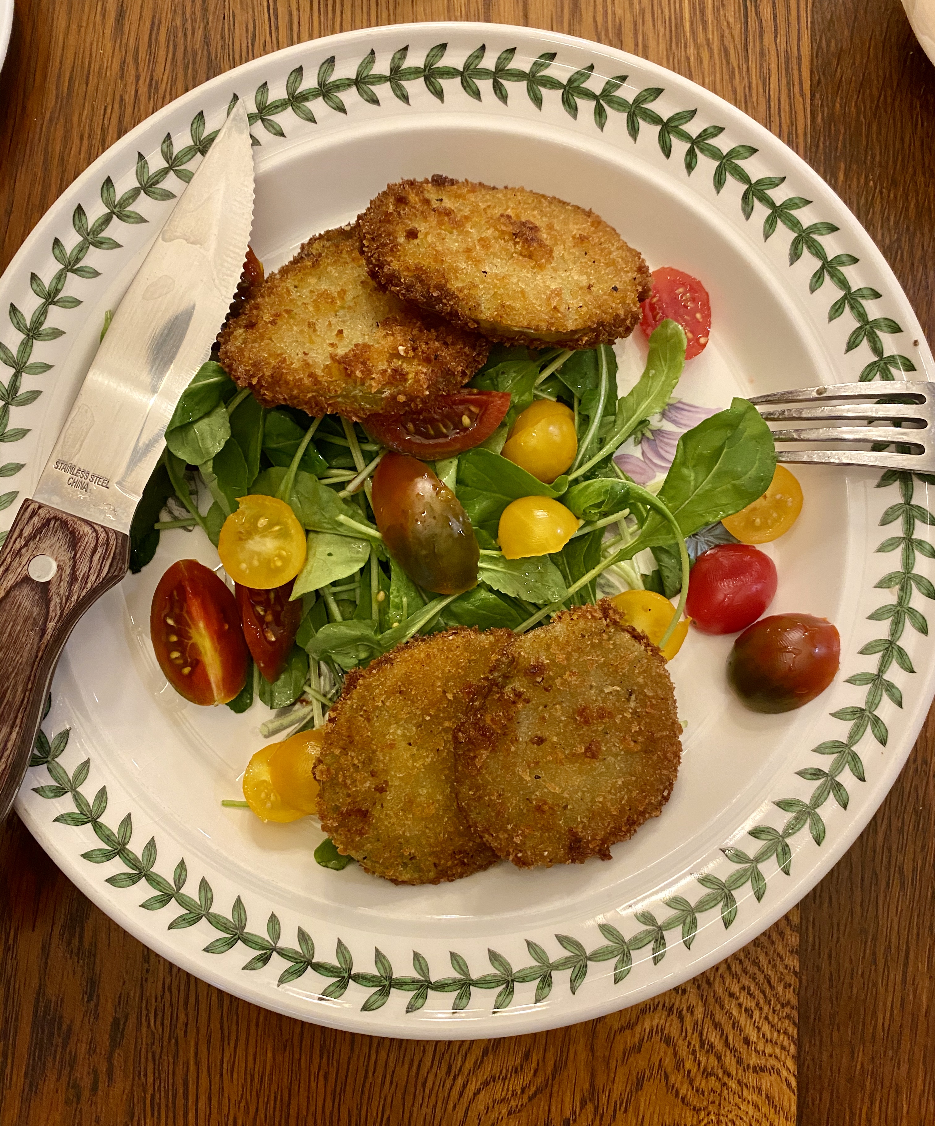 fried green tomato salad with buttermilk dressing Fried Green Tomatoes with Buttermilk Dressing